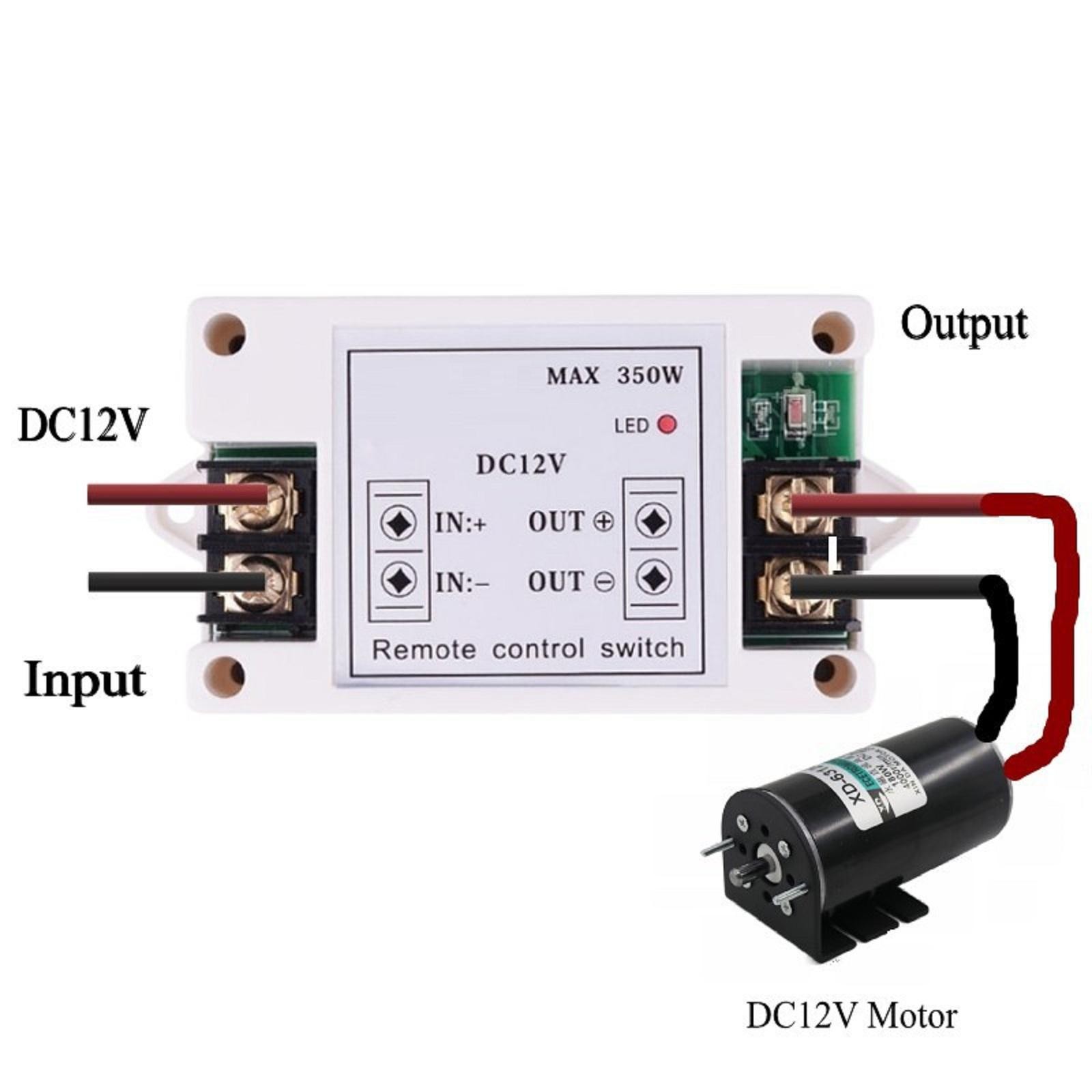 H12V DC 40A 350W RF Wireless Remote Control Receiver With 433mhz Remote Control