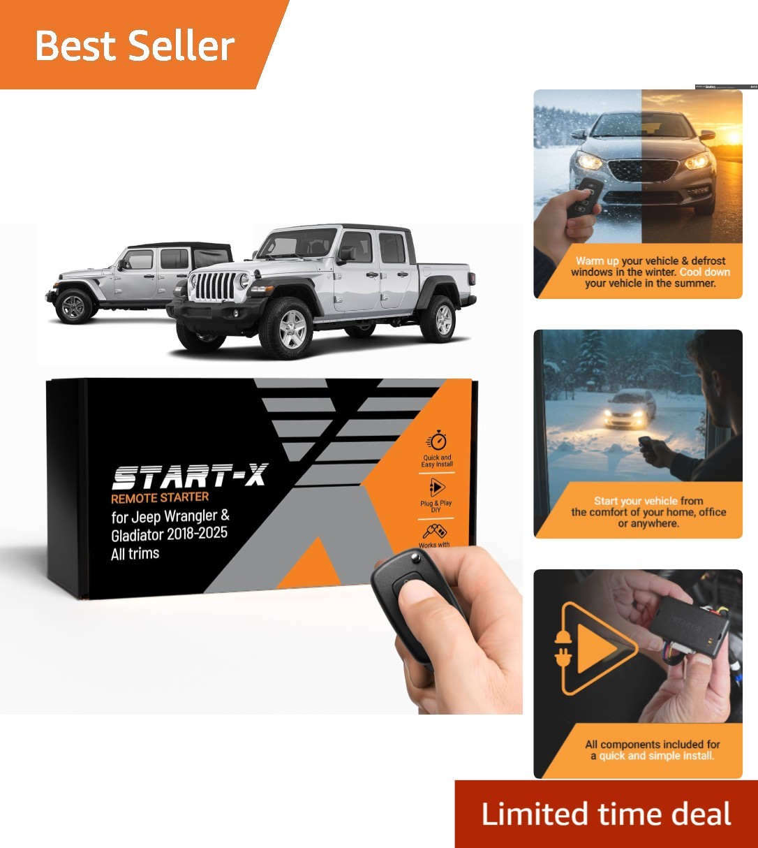 Remote Starter Kit for Jeep Wrangler JL & Gladiator JT 2018-2025 | Plug & Play