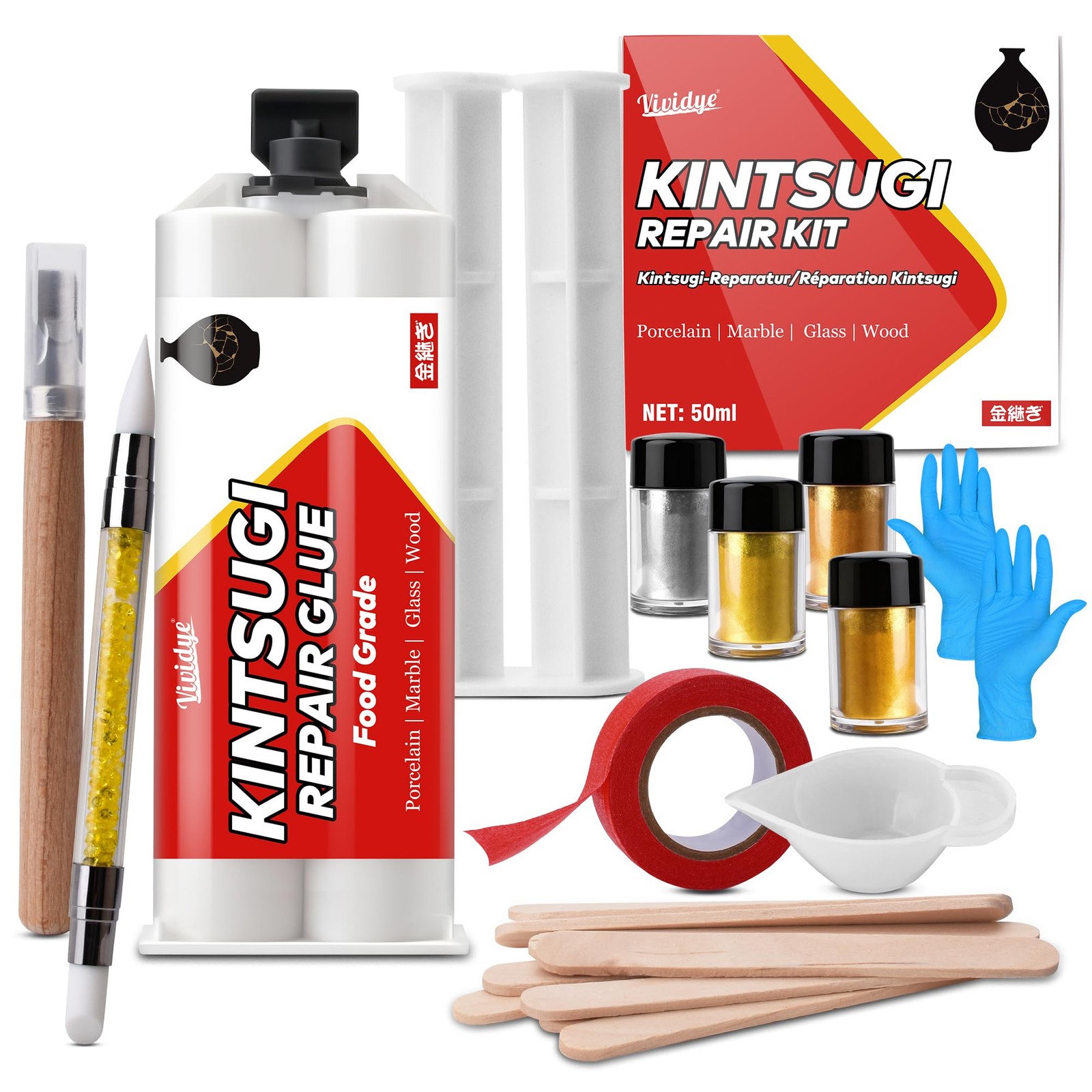 Kintsugi Repair Kit, Food Safe Ceramic Glue Repair Cups, Bowls, Mug, Vase, Ja...
