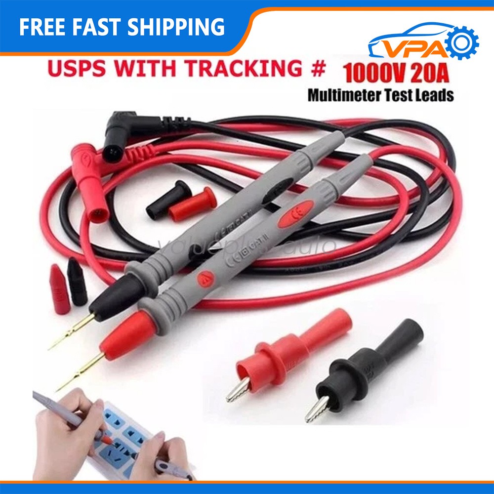 FIT Fluke Meter Electrical Alligator Clip Probes 1000V 20A Multimeter Test Leads