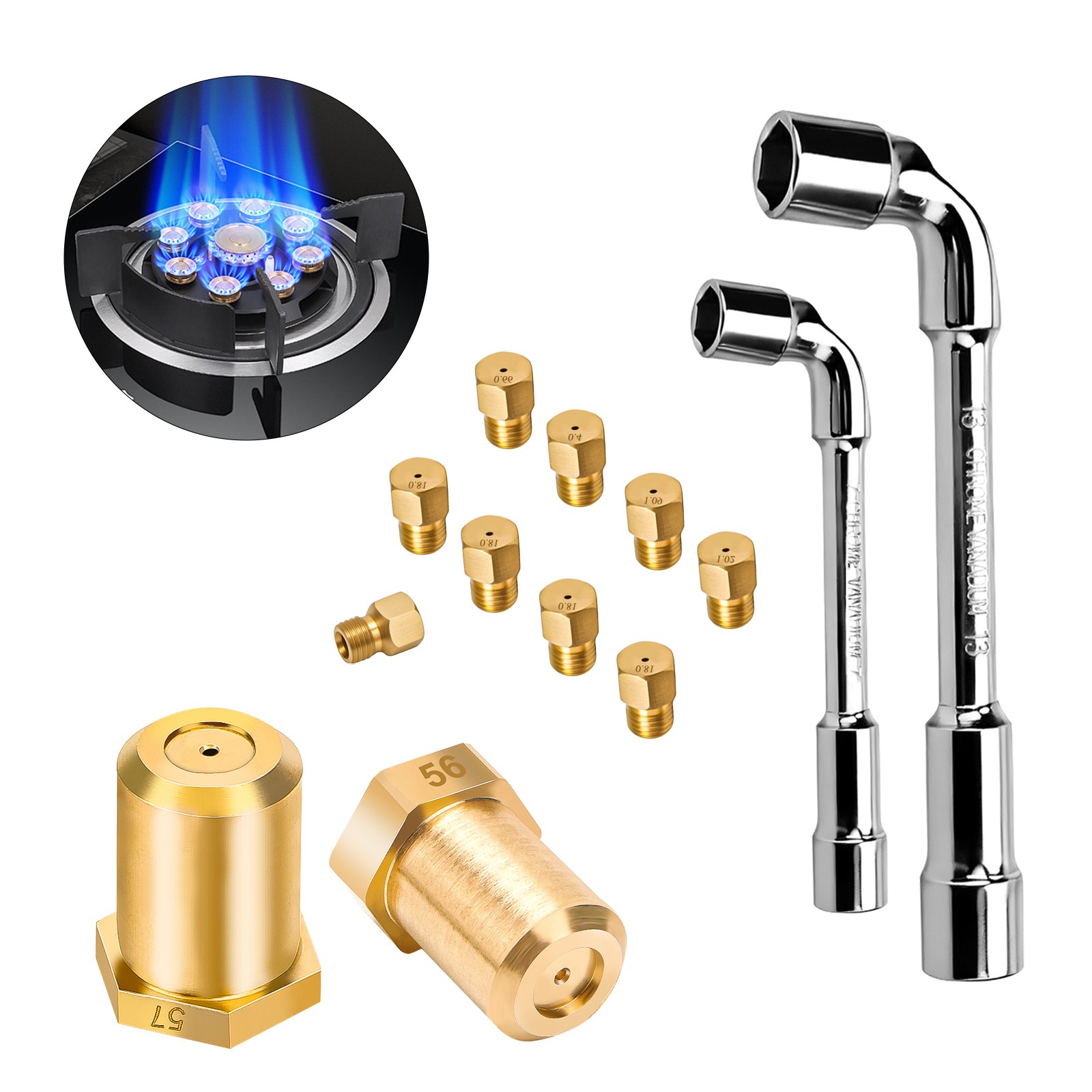 13PCS Range LP Conversion Kit Brass Nozzle Natural Gas to Propane for Frigidaire