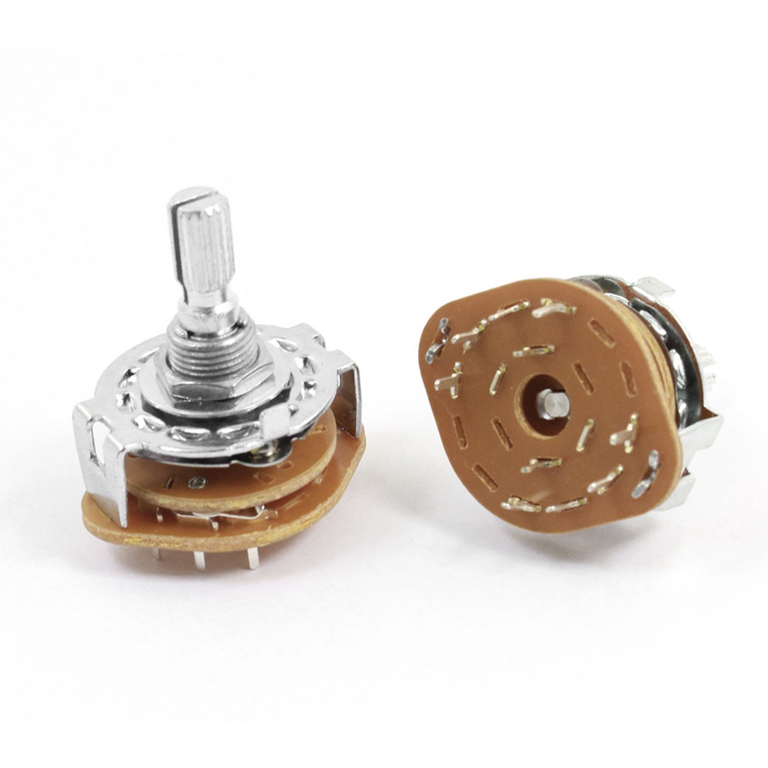 2pcs 6mm Knurled Shaft Dia Band Selector Rotary Switch 2P4T 2 Pole 4 Position