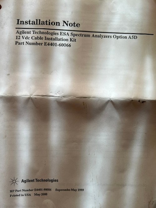 Agilent E4401-60066 Auto Cable Assembly for E4401B etc. Spectrum Analyzers
