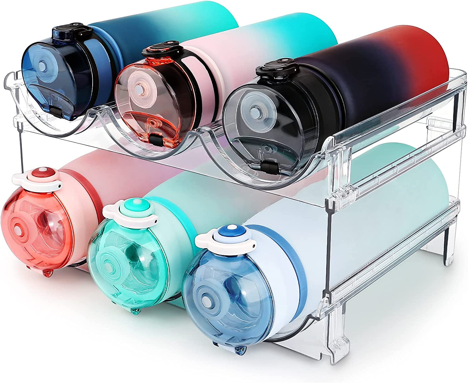 Water Bottle Organizer for Cabinet, Water Bottle Storage Organizer, 2 Packs Wate