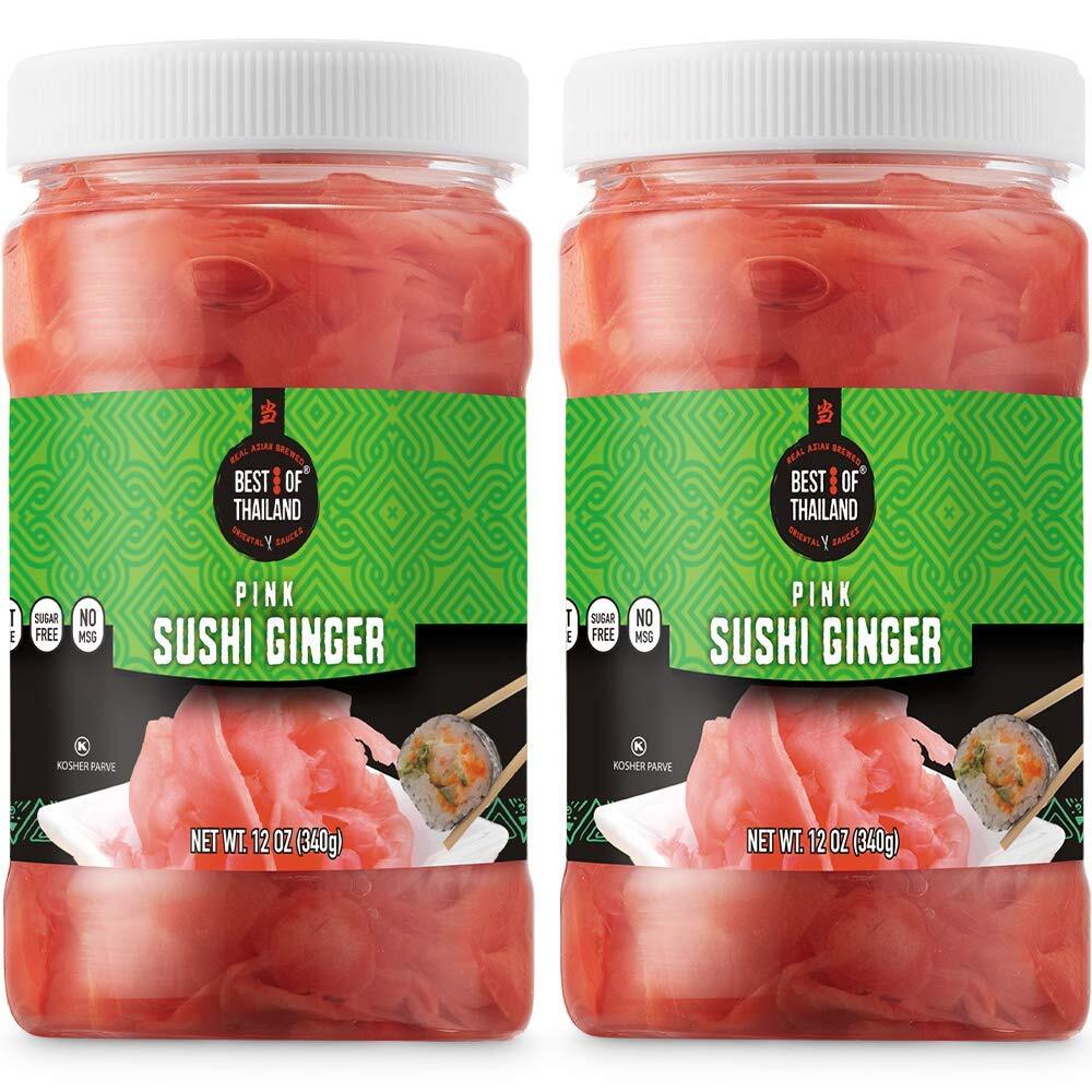 Best of Thailand Japanese Pink Pickled Sushi Ginger | No MSG | 2 Jars of 12oz...