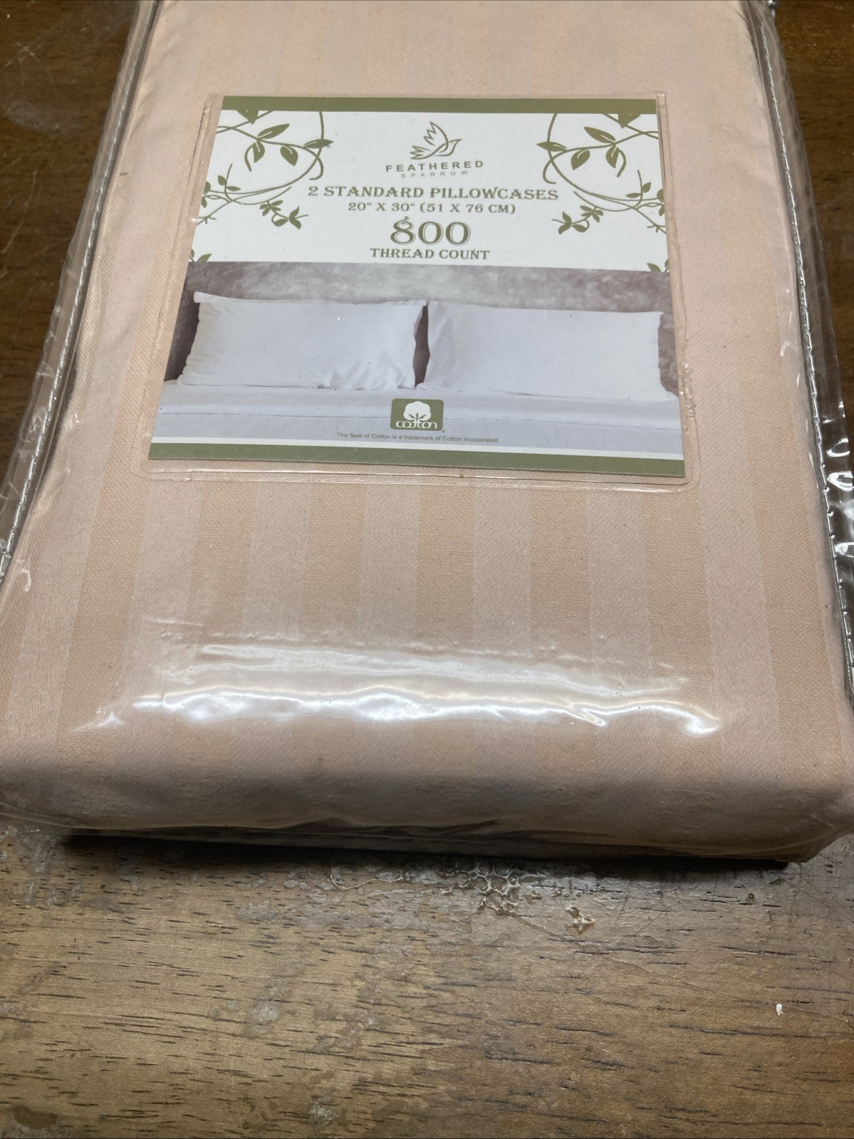Feathered Sparrow 2 Standard Pillowcases 20”x30” 800 Thread Count, Blush Color