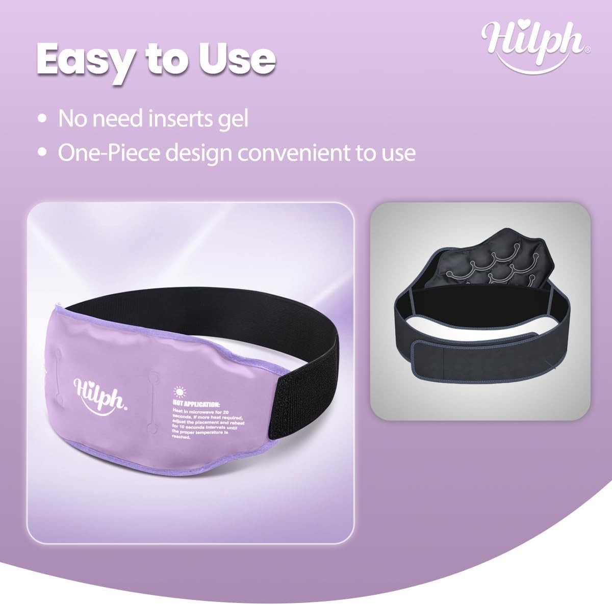 Adjustable Low Back Ice Pack Wrap for Pain Relief - Hot & Cold Therapy, Purple