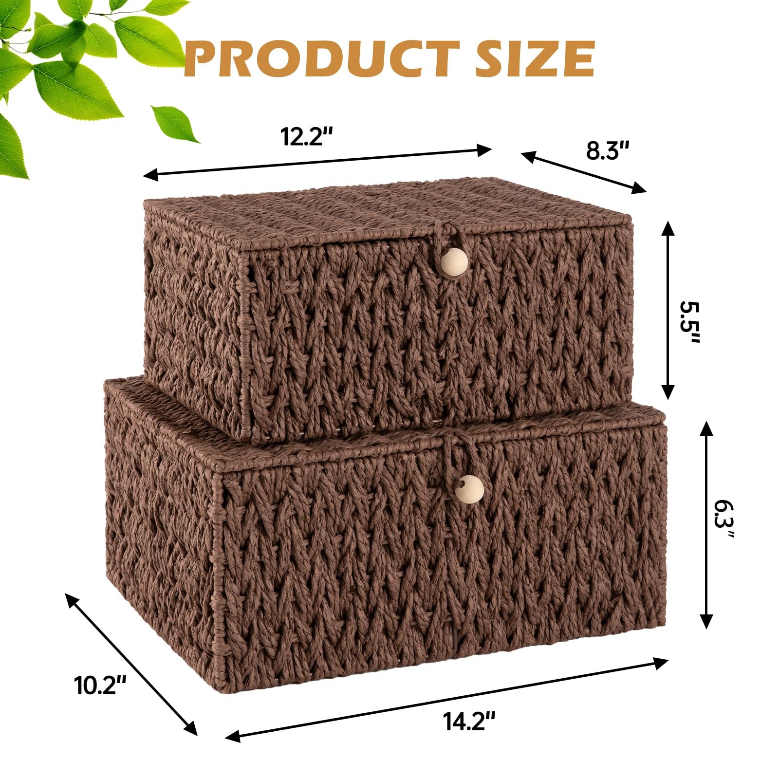 OIAHOMY Wicker Storage Basket Lid & Lock, Lidded Storage Bins, Decorative