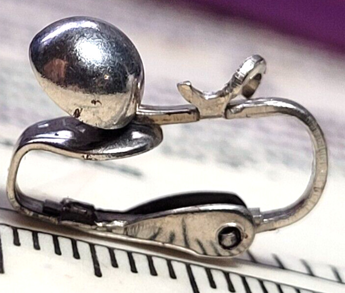 12 prs Nickel Silver 16 mm Clip-On Earring Backings 6.5 mm Half Ball Dangle Loop