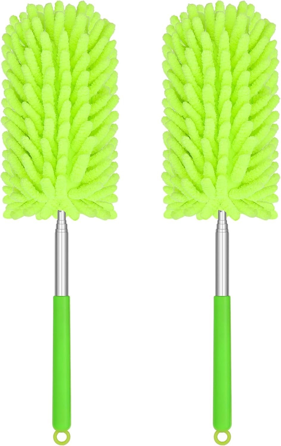 Ergonomic Mini Duster 2 Pack - 360° Flexible, Extendable, Washable for Dusting