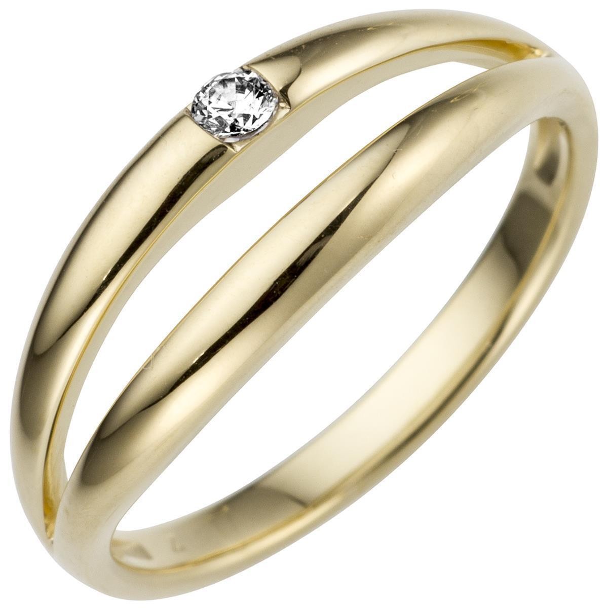 Jobo ladies' ring 585 gold yellow gold 1 diamond brilliant 0.07ct. RW: 50