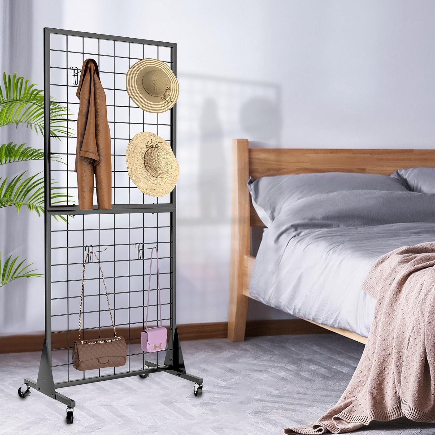 4-Pack Gridwall Panel Display Stand, 2'x5.5' Heavy Duty Floor Standing Rack w...