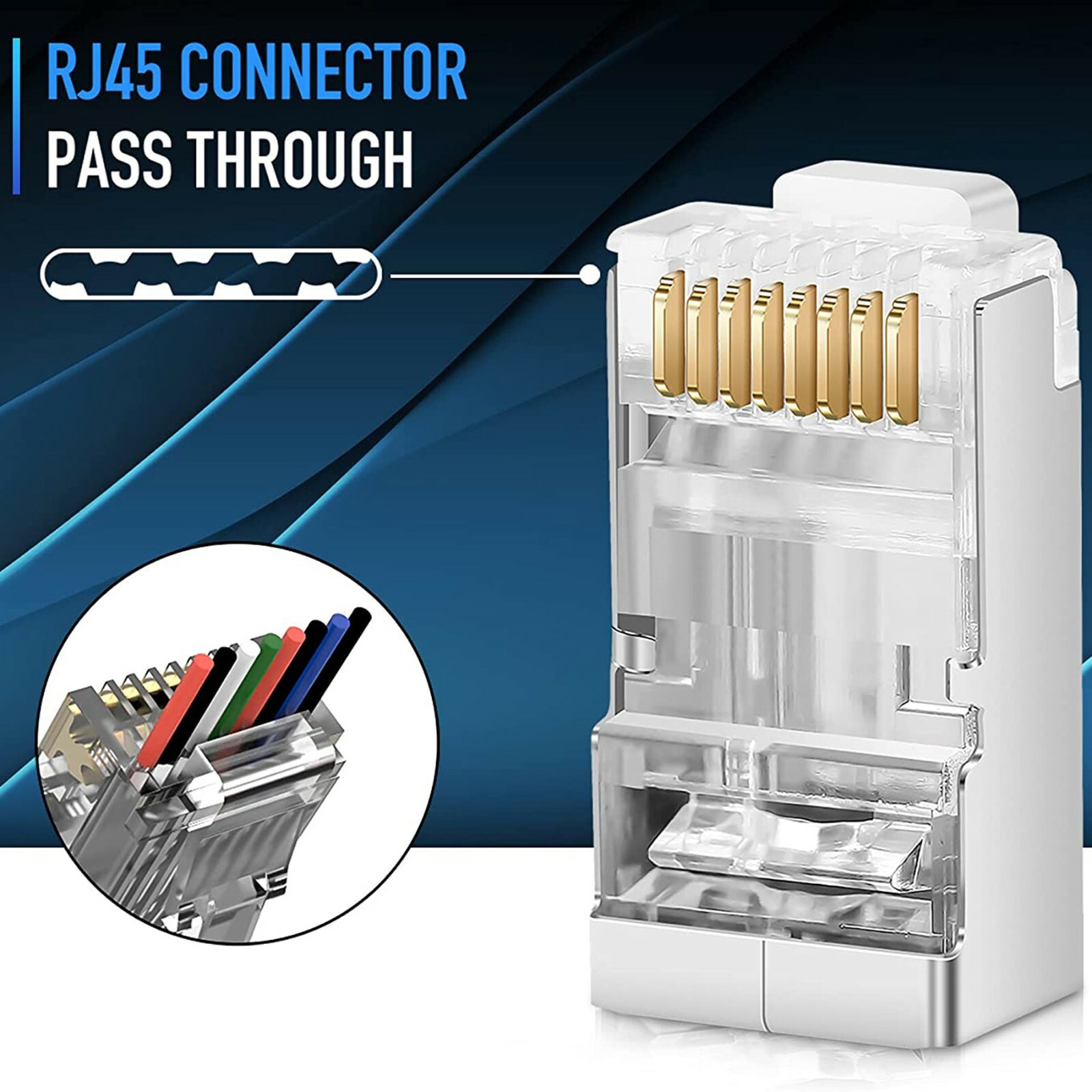 30pcs CAT5 CAT6 Shielded RJ45 Pass Through Modular Plug Cable Connector End
