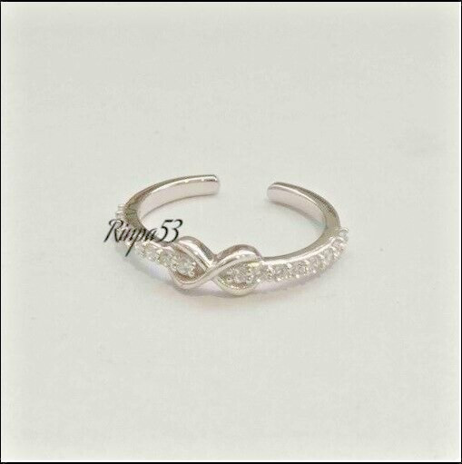 0.65ct Round Cubic Zirconia Women's Adjustable Knote Toe Ring 925 Sterling