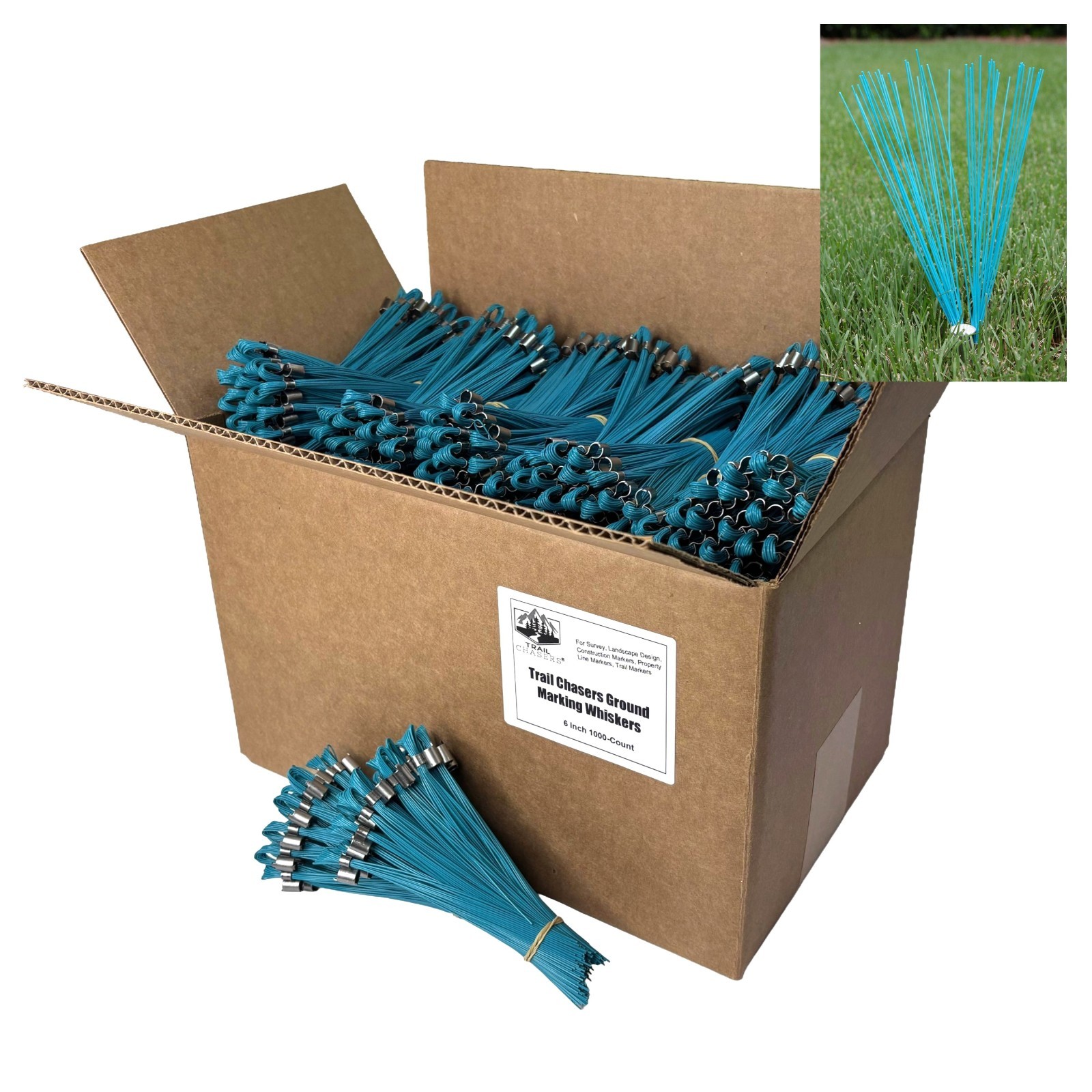 Trail Chasers Blue 6" Marking Flags 1000 Pack Survey Construction Landscaping