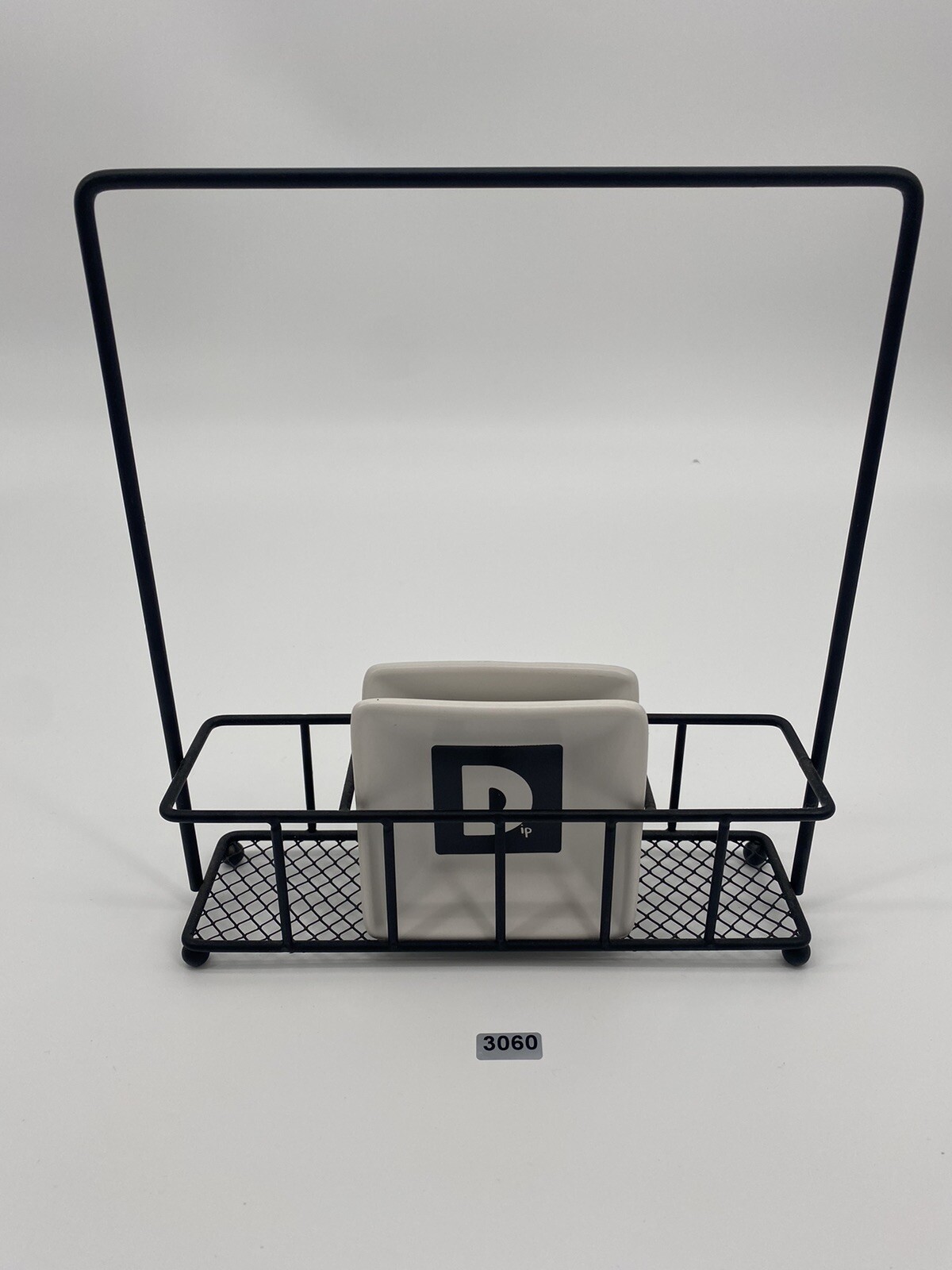 Tabletop Condiments Caddy Wrought Iron Black whith 2 plates