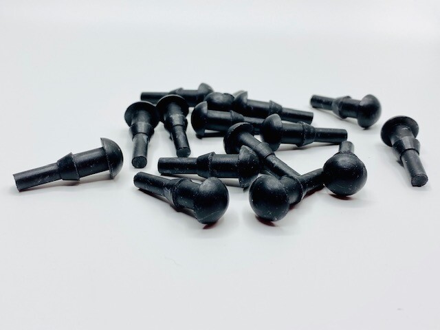 3/16” Tall Rubber Push-In  Bumper, Fits 3/16” Hole X 1/2” OD (15 Pieces)
