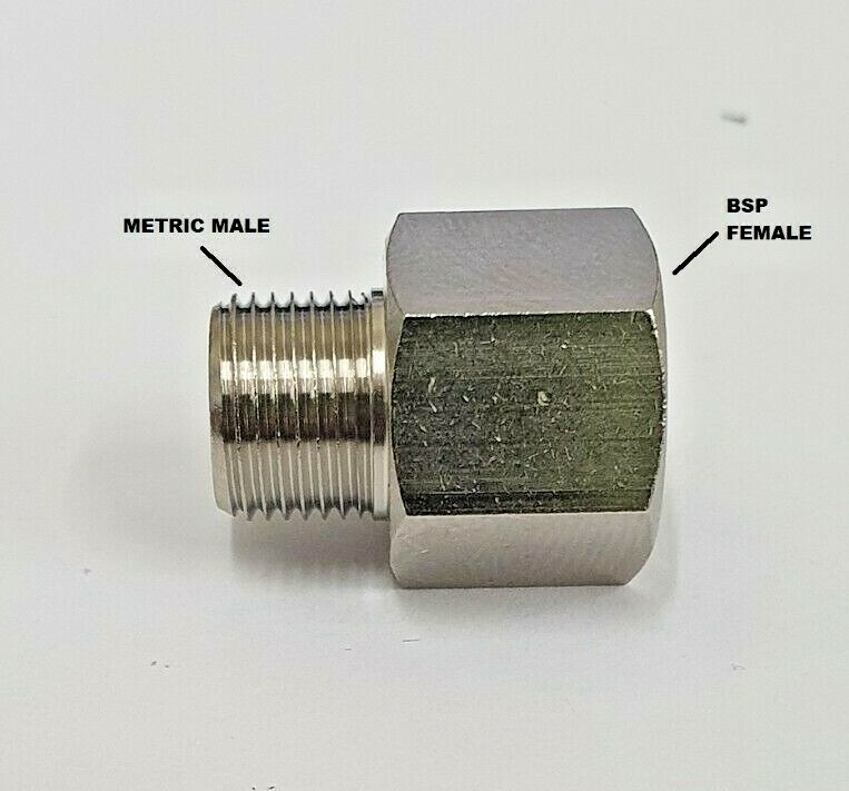 Metric Male Fine Studs to Bsp FEMALE Brass & Nickel Plated , full range