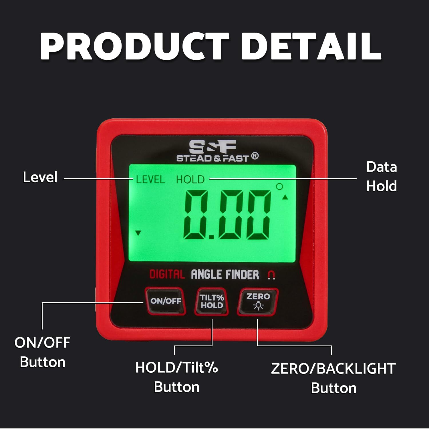 Digital Angle Finder with Magnetic Protractor Inclinometer for Woodworking