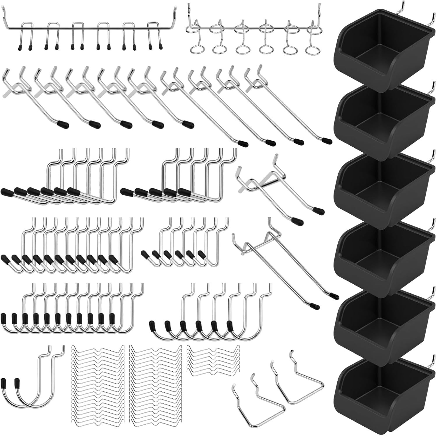 Ultimate 121-Piece Pegboard Hooks Set, Pegboard Accessories with Metal Hooks, Du