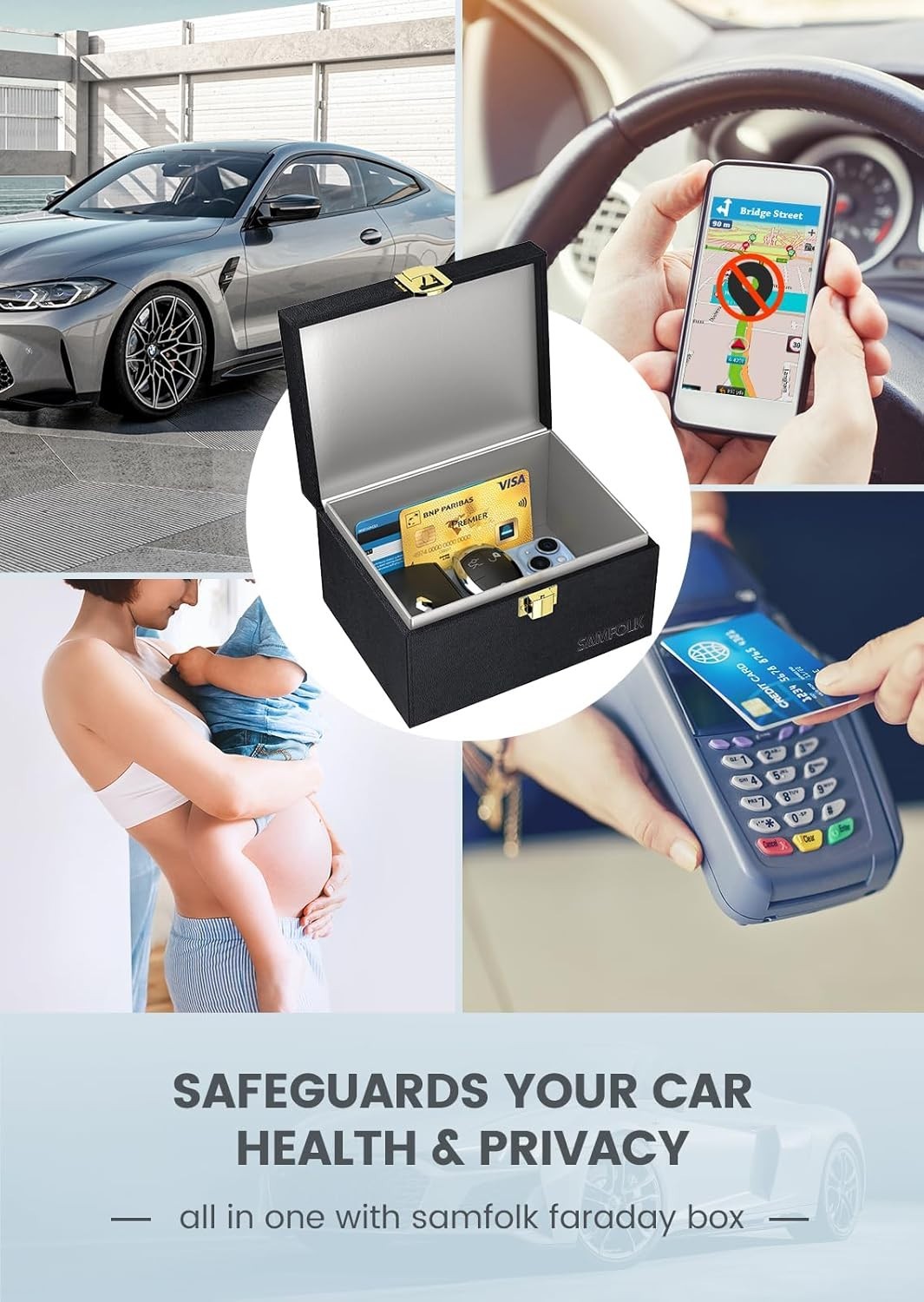 Car Key Signal Blocking Box with Stylish Leather Design for Anti-Theft Security