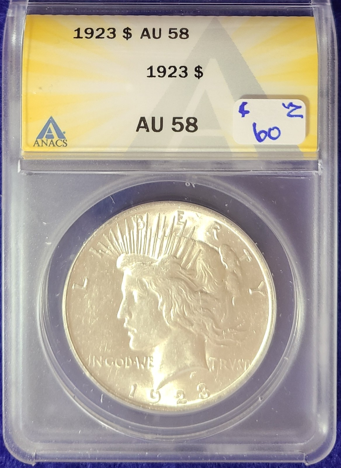 1923 Peace Dollar AU 58 Silver Dollar 033