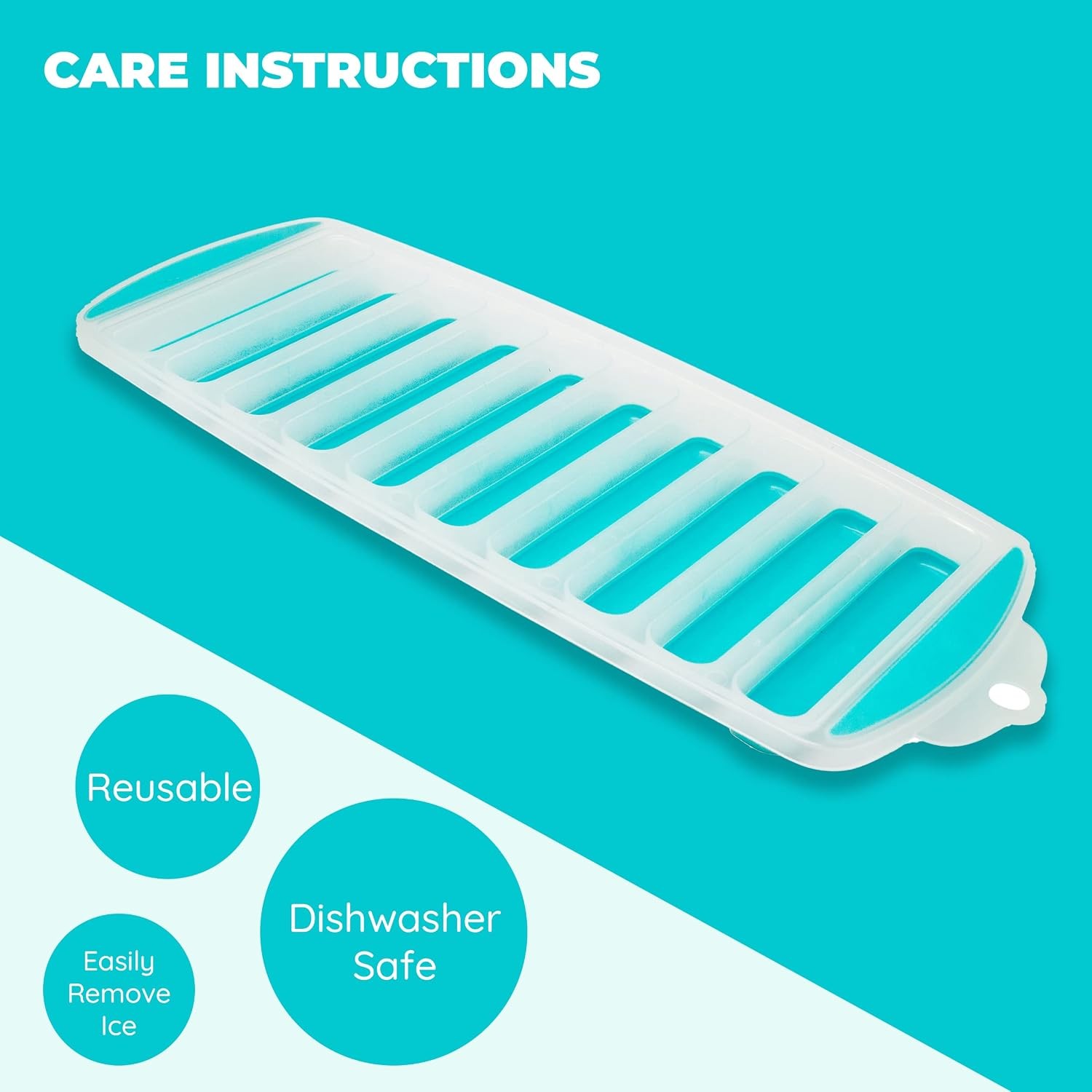 Reusable Silicone Water Bottle Ice Cube Tray Push Pop Easy Release Tray
