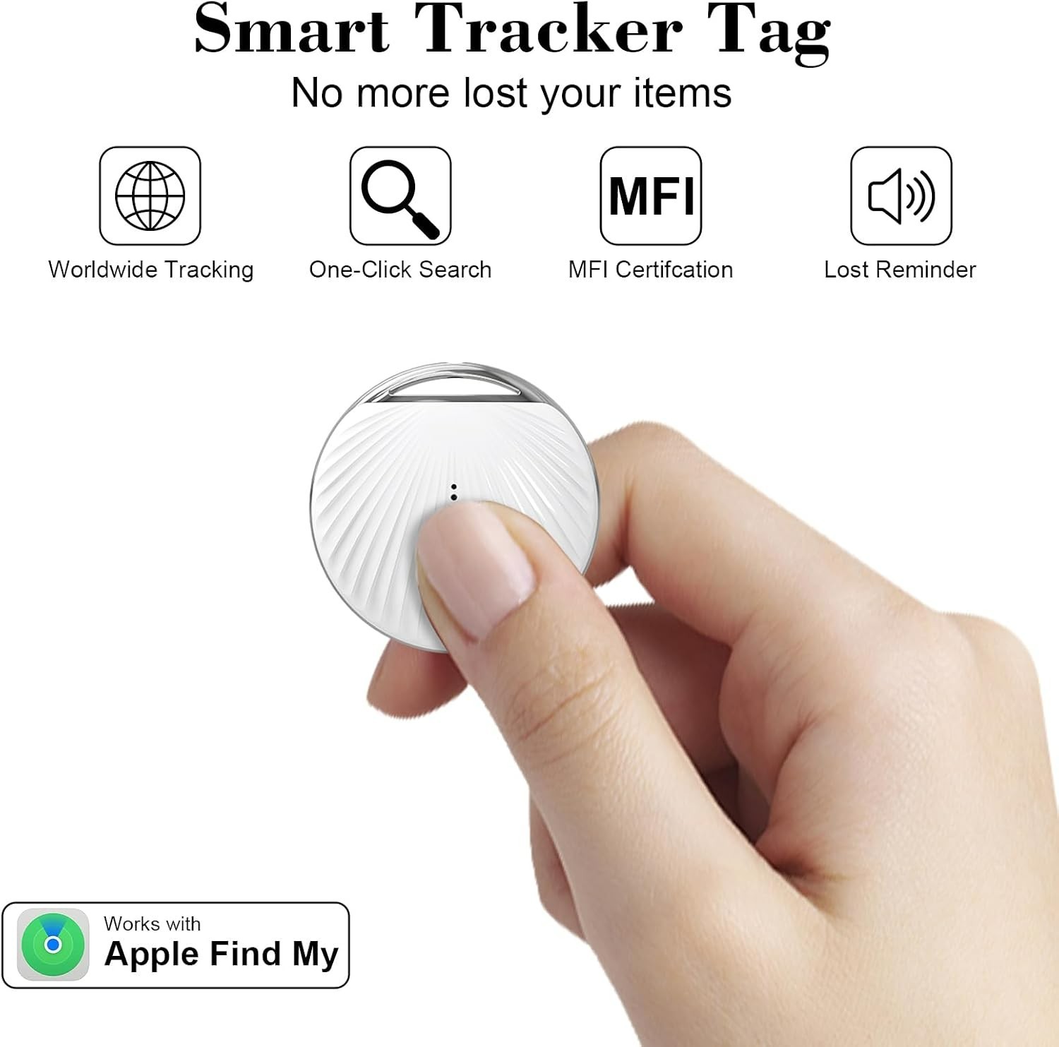 4 Pack Smart Bluetooth Tracker Tags Apple Find My MFi Certified (IOS only)