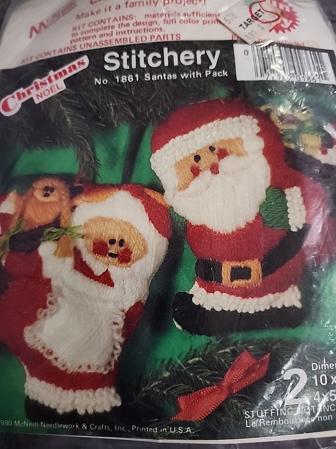 Christmas Needle Craft Yarn Ornament Kit MCNeill # 1861 Vintage Holiday 1980