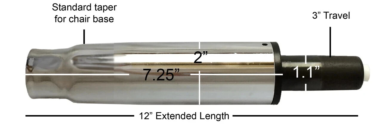 3’’ Stroke Heavy Duty Chrome Short Office Chair Gas Lift Cylinder | S6217-HD