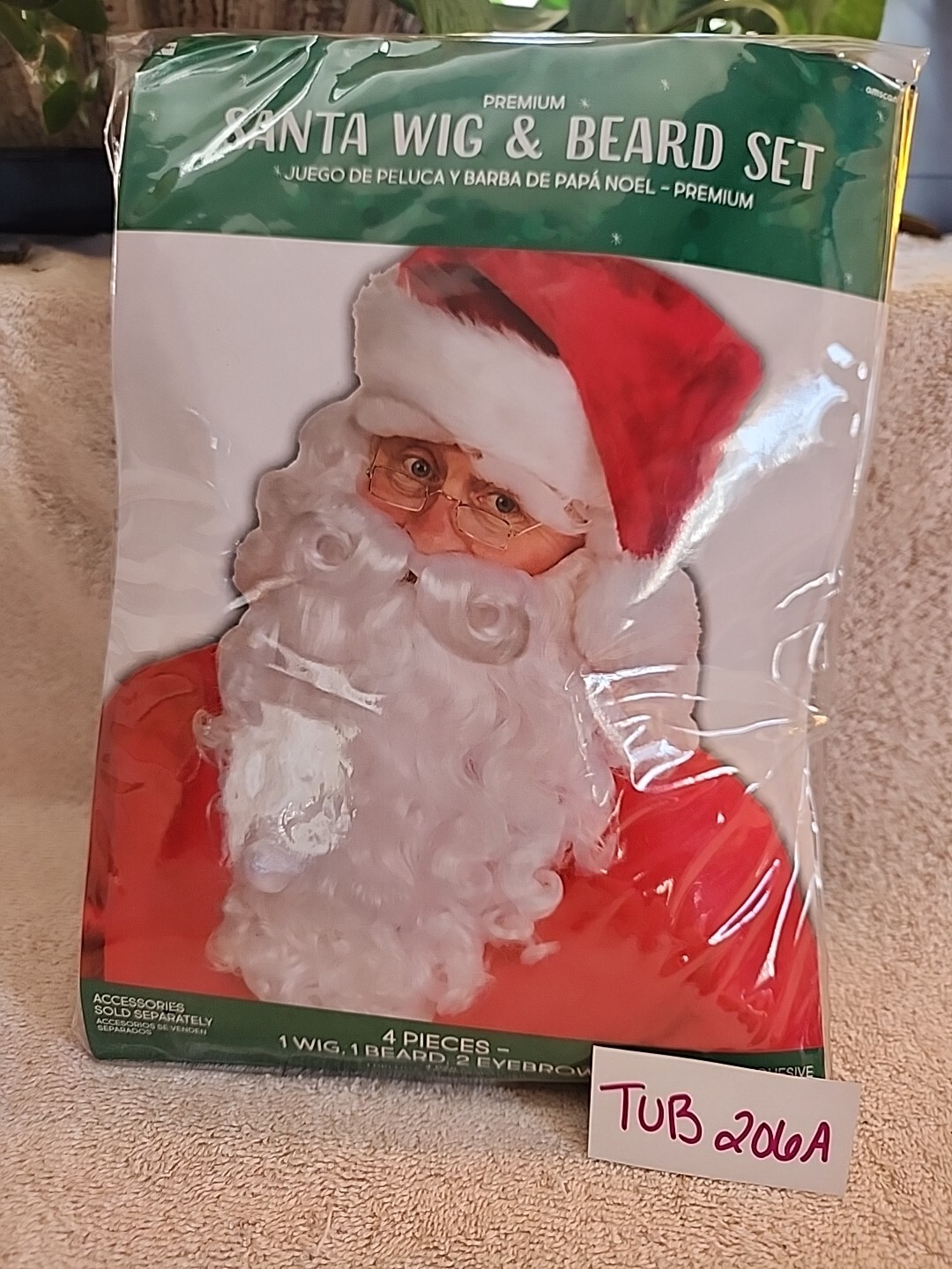 New! Premium 4 Piece Christmas Santa Claus White Wig Beard & Eyebrows