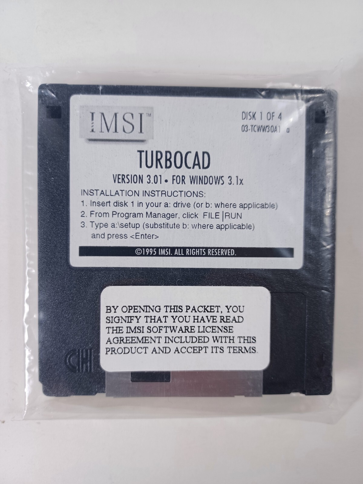 IMSI™ TurboCAD™ Version 3.01 for Windows- 3.5" floppy disks only Vintage