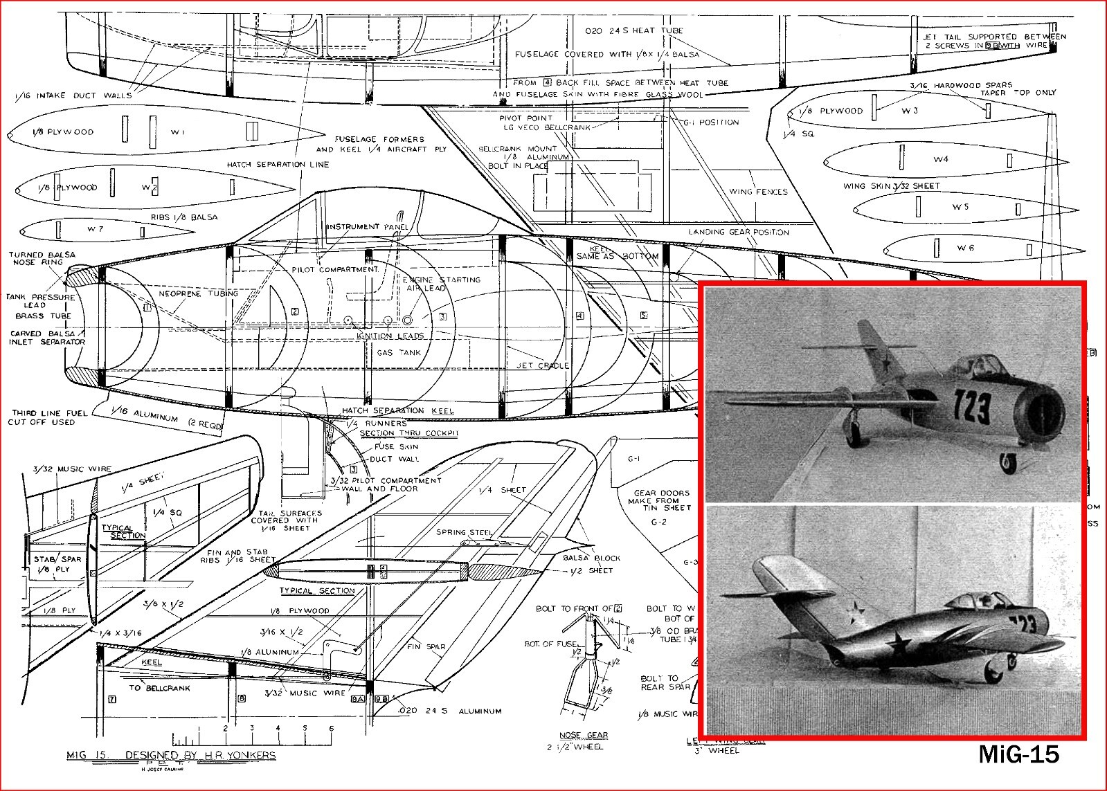 Model Airplane Plans (UC): Mig-15 48" Wingspan Scale for Dynajet (Ducted Fan)