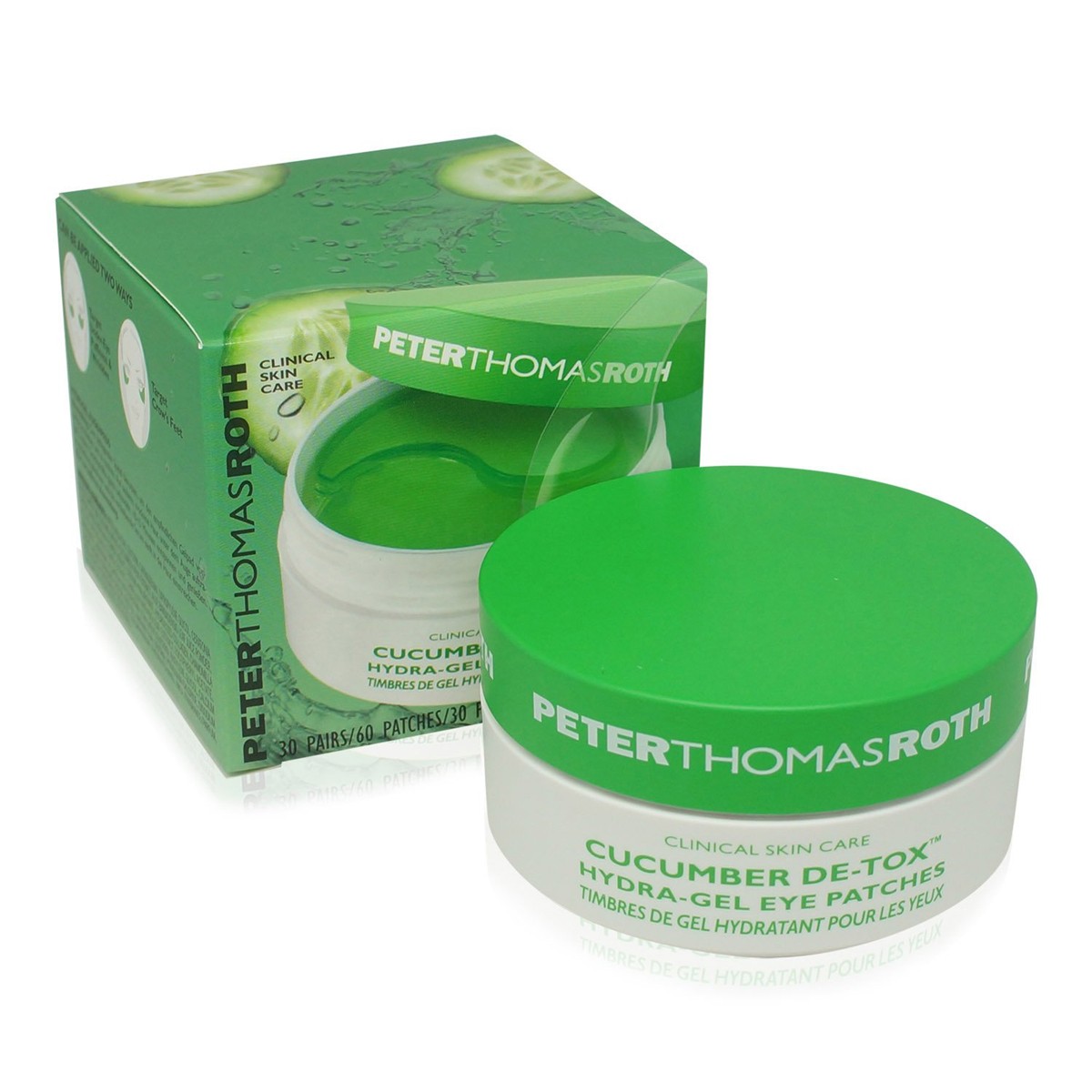 Peter Thomas Roth Cucumber De-Tox Hydra-Gel Eye Patches 60 Cts New in Box