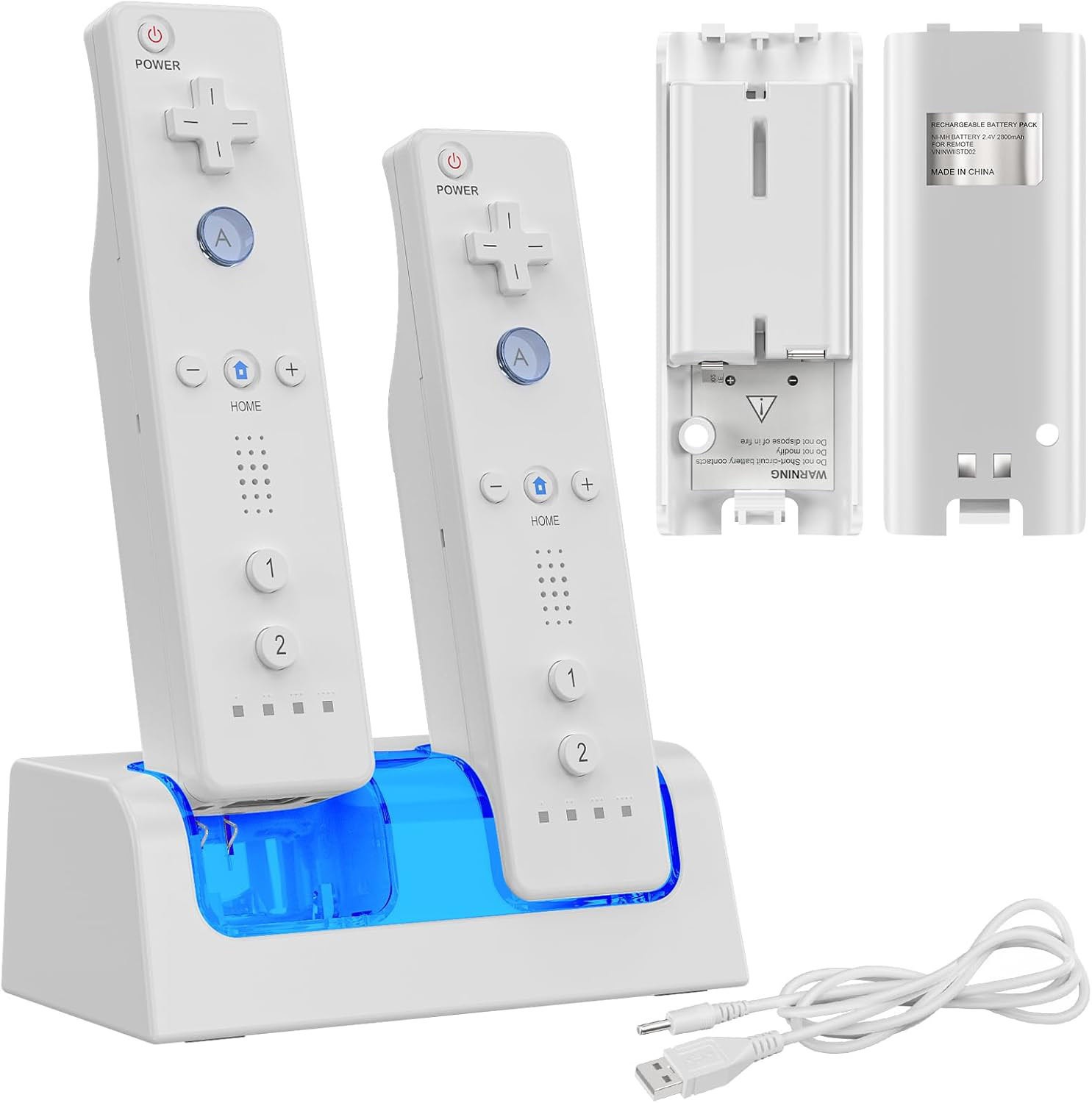 Charging Station with 2 Rechargeable Batteries for Wii U Wii Remote