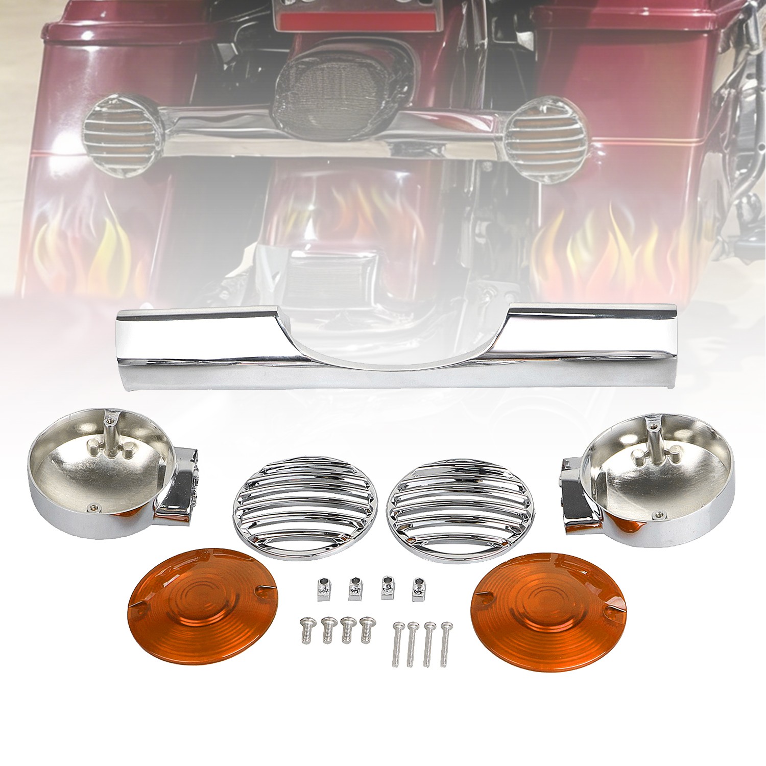 Chrome 13" Rear Turn Signal Bar Housing Lens Cover For Harley Heritage Softail