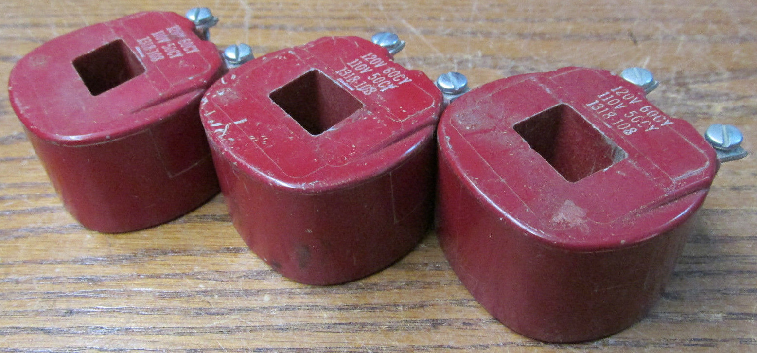 LOT OF 3 Cutler Hammer 1318-108 Coil 120 Volts 60 Hertz 110 Volts 50 Hertz