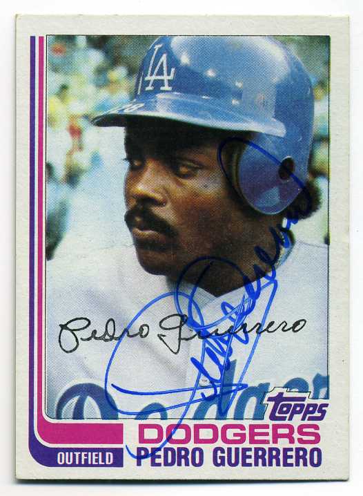 PEDRO GUERRERO  Signed 1982 Topps #247 Dodgers Guaranteed Authentic KOA