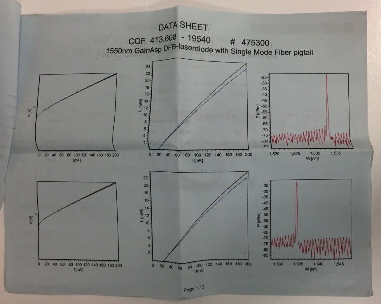 CQF413/608-19540 JDS Uniphase Long wavelength diode laser with fiber pigtail