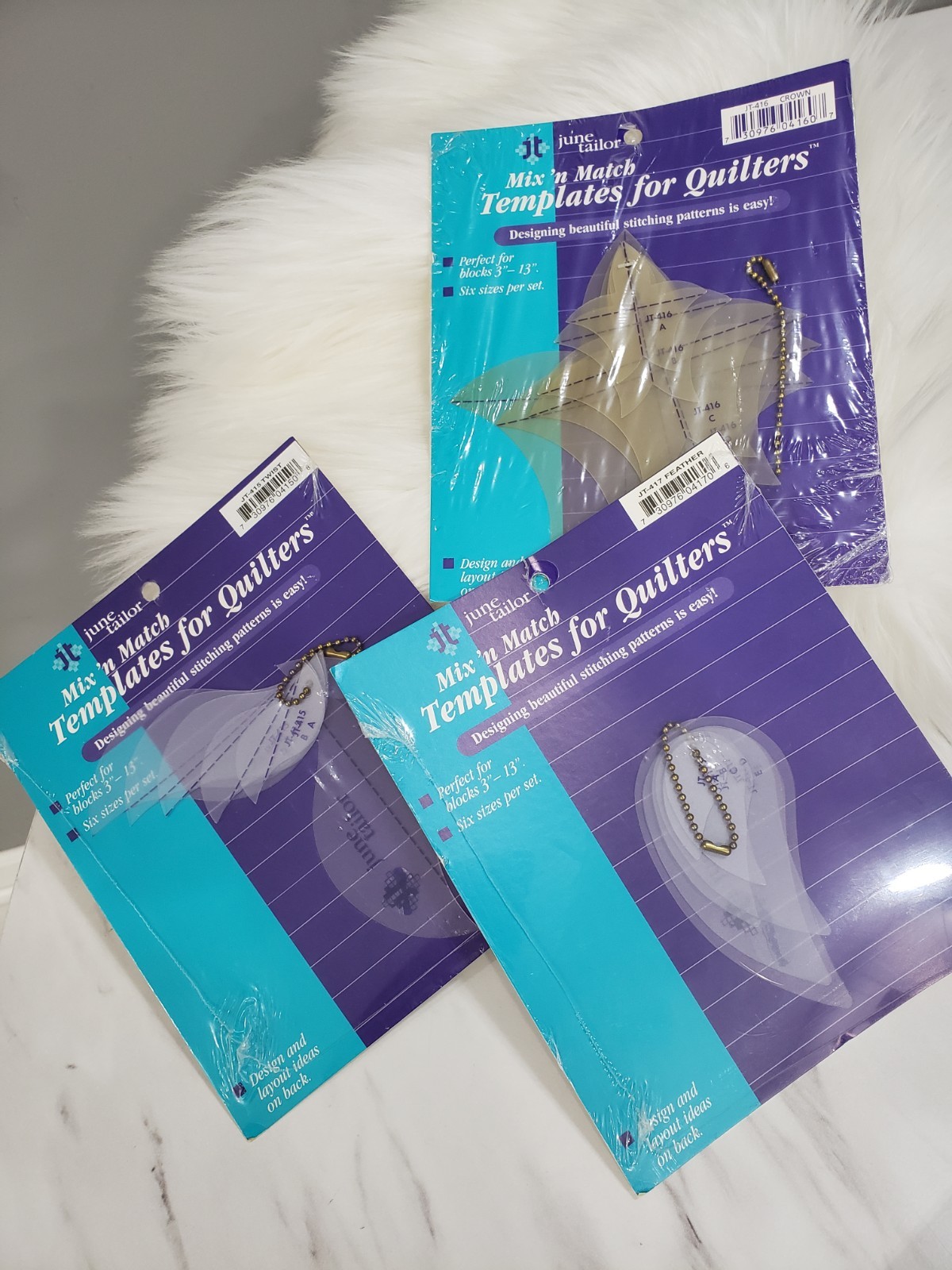 NEW Lot of 3 June Tailor Mix n Match Templates for Quilters Twist Feather CROWN