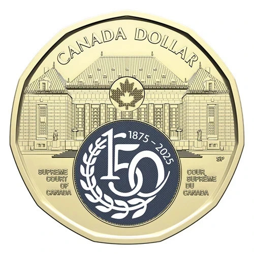 2025 Canada 1 dollar Supreme Court 150th Anniversary colorized coin UNC