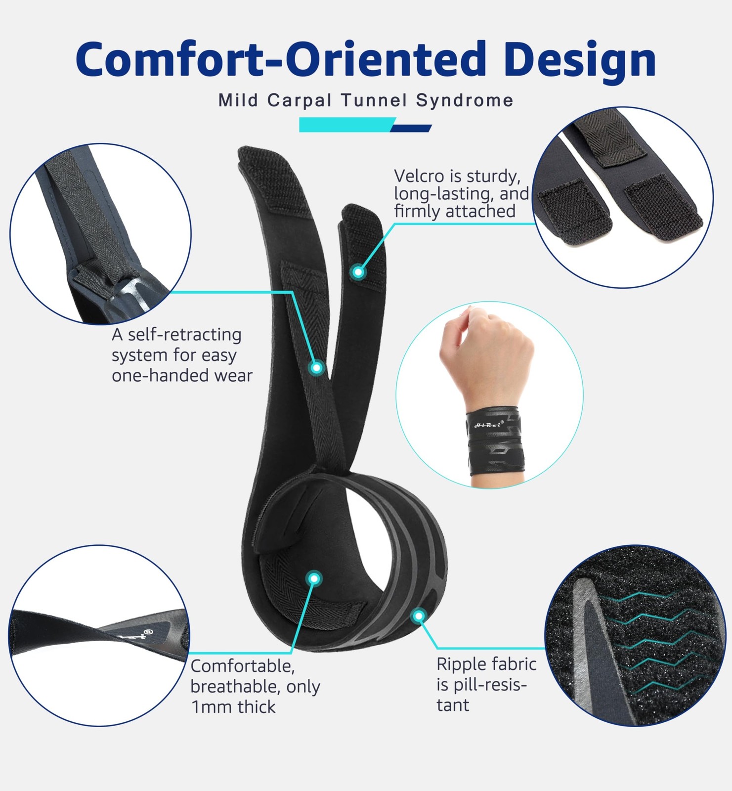 HiRui Wrist Brace Wrist Wrap for TFCC Tears, Ultra-thin Compression Wrist Str...