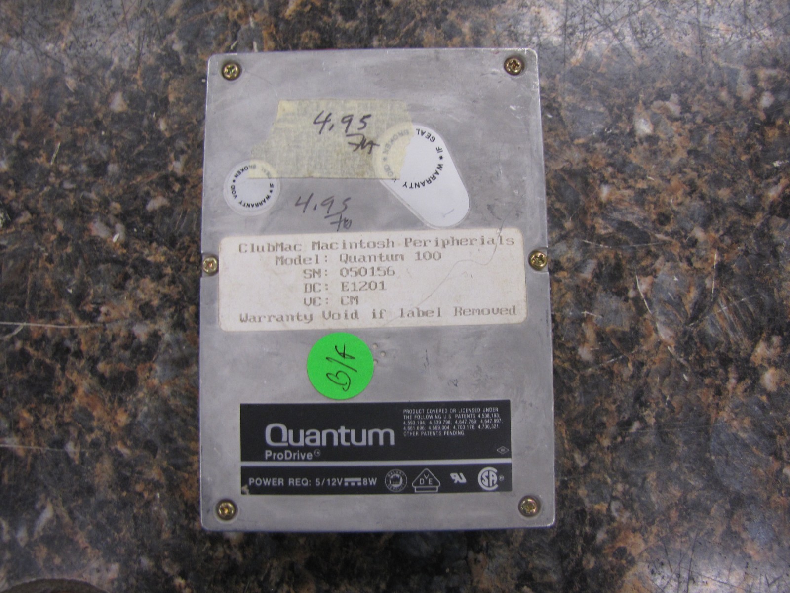1988 Quantum ProDrive 105S 104MB 50 Pin SCSI Internal Hard Drive 910-10-9402