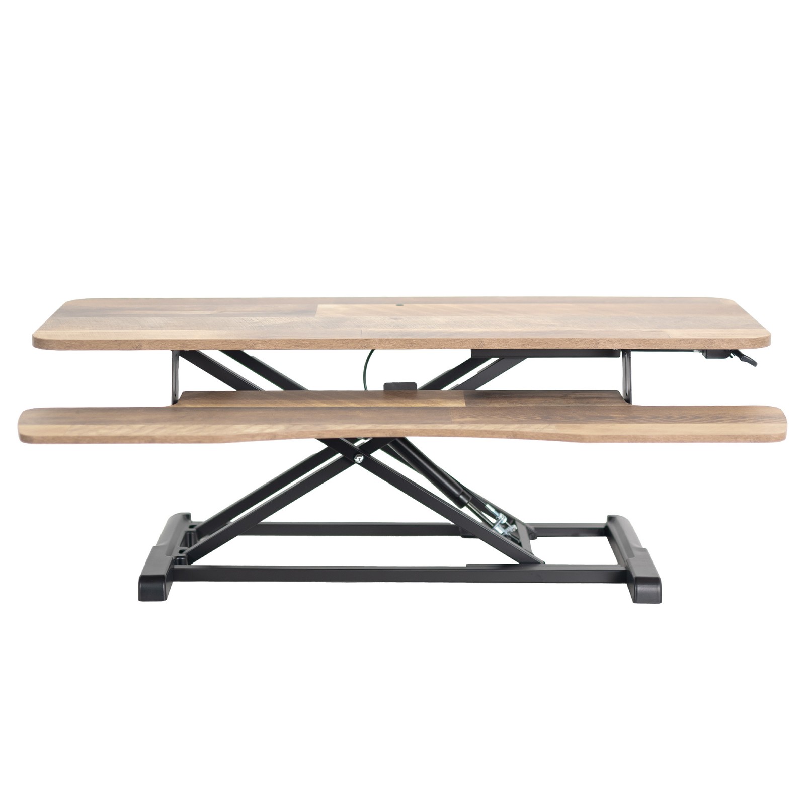 VIVO Reclaimed Wood Height Adjustable 42" Standing Desk Riser Sit Stand Tabletop