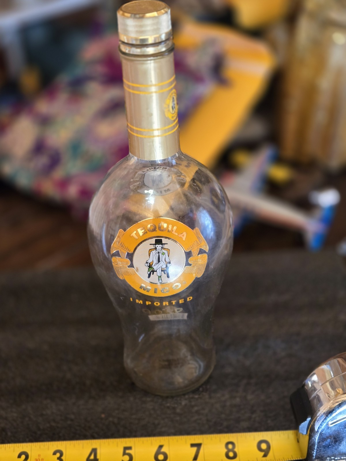 Vintage Tequila Mico Gold Empty Bottle - Dapper Monkey "Mico" Decanter - 750ml