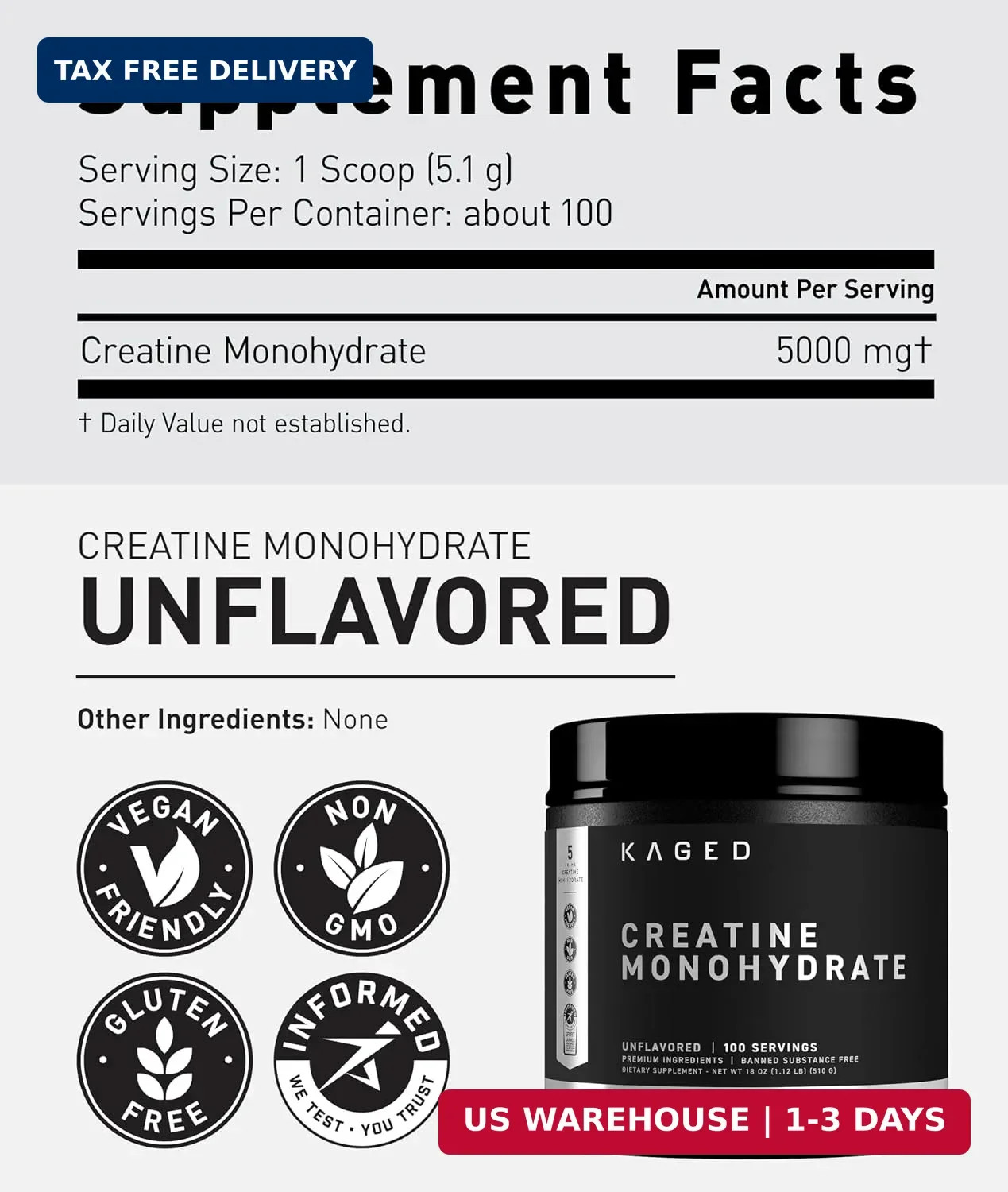 Creatine Monohydrate Micronized Powder | Unflavored | Muscle Building & Re