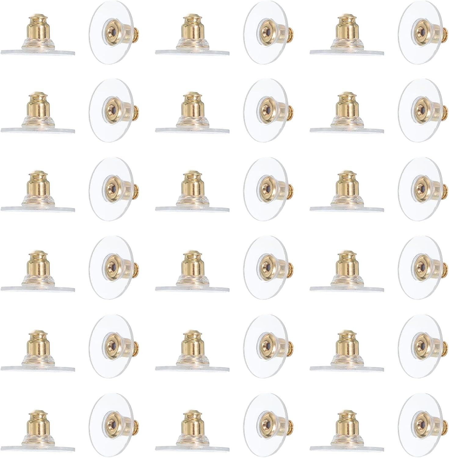 uxcell 100pcs Earring Backs, Silicone Clear Earring Backs Replacements Kit, Gold