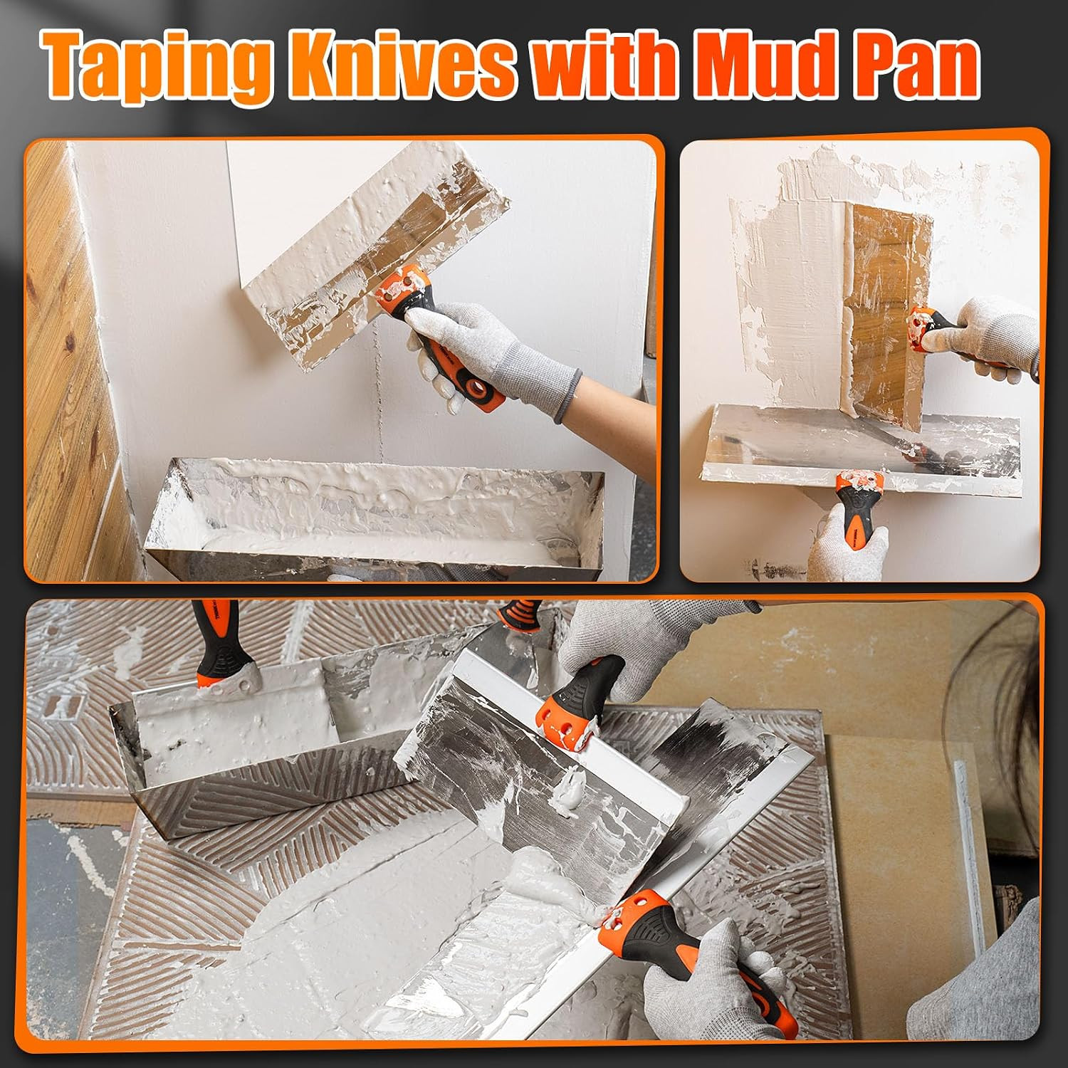 Drywall Knife Set, 10Pcs Drywall Tools Kit Include Putty Knives, Taping Knives,