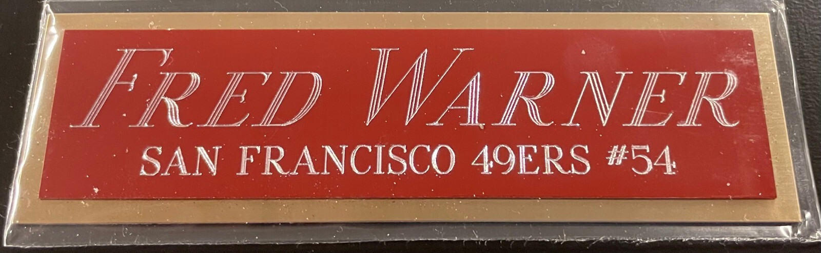 FRED WARNER 49ers NAMEPLATE FOR AUTOGRAPHED Signed HELMET-FOOTBALL-JERSEY-PHOTO