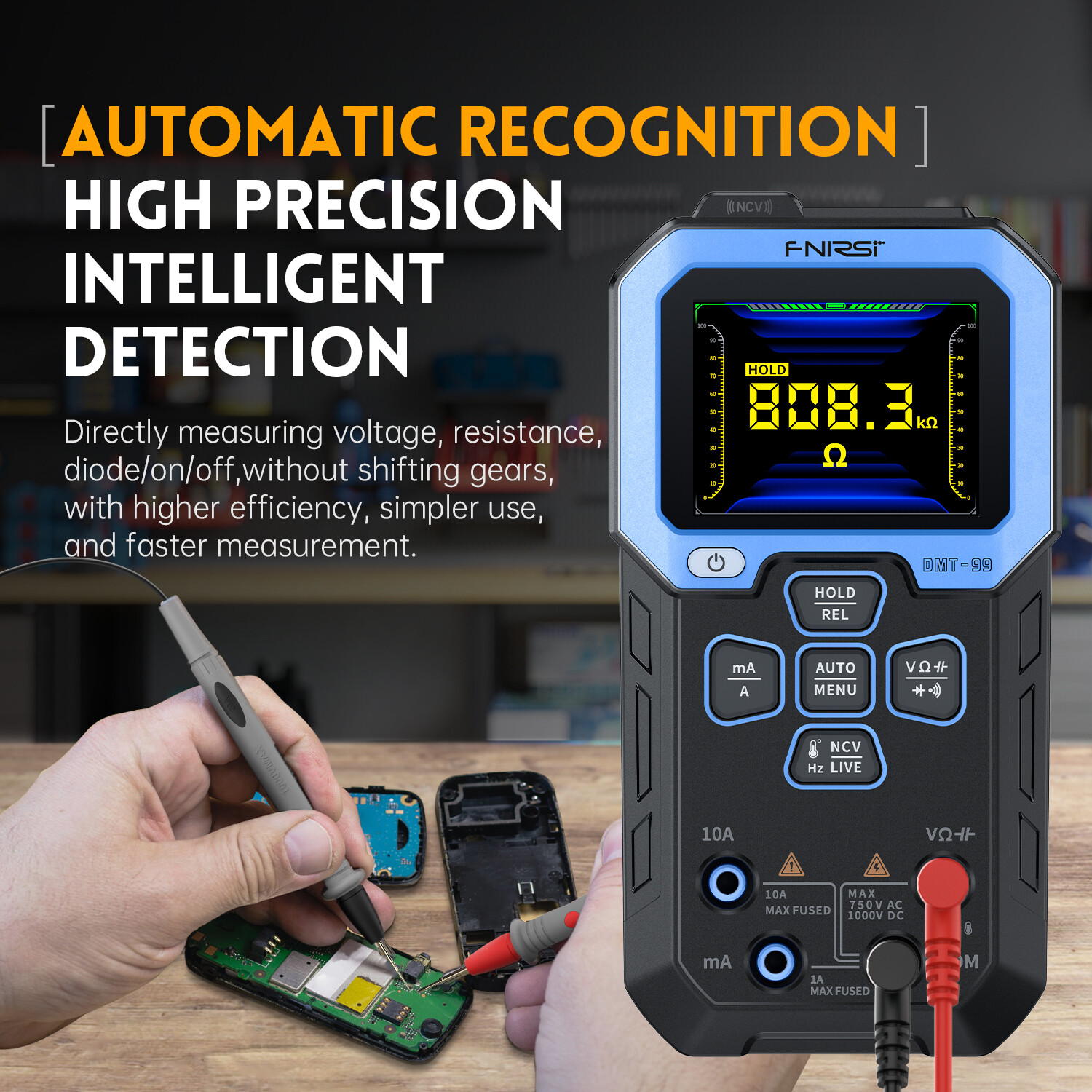 FNIRSI DMT-99 TFT Digital Multimeter DIY Interface 10000 Counts Auto-Ranging New
